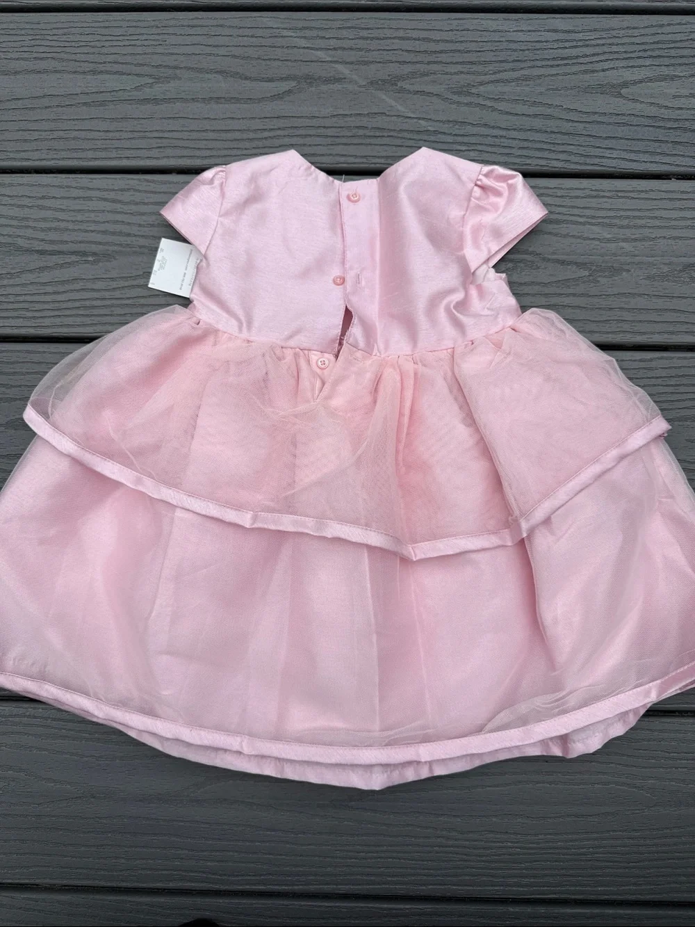 Girls' Light Pink Floral Tulle Party Dress